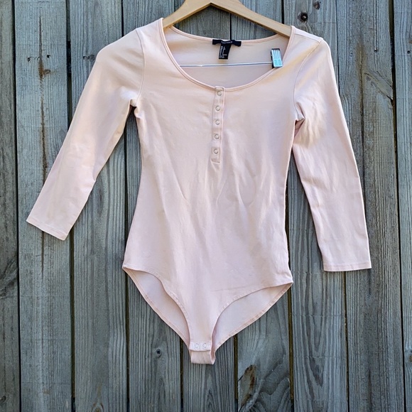 Gently Used Light Pink Forever 21 3/4 Sleeve Body Suit - Picture 1 of 12